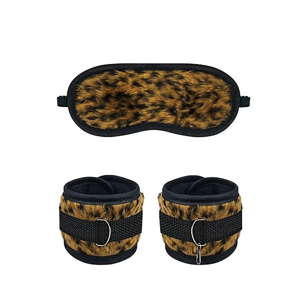 Kit Motel 69 Em Pelúcia Com Venda E Par De Algemas Bracelete Pau Brasil