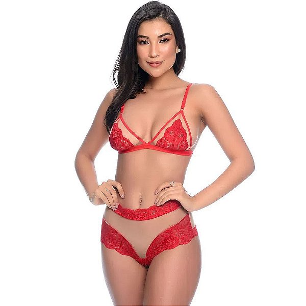 Conjunto Lacradora Com Fitas E Tule Patitex - Vermelho