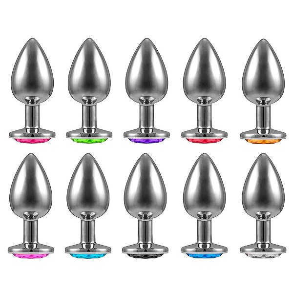 Plug Anal Grande De Aço Inoxidável Cônico Com Cristal Arredondado Lf Import