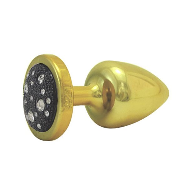 Plug Less M Dourado Com Pedra Cravejada Hard - Preto