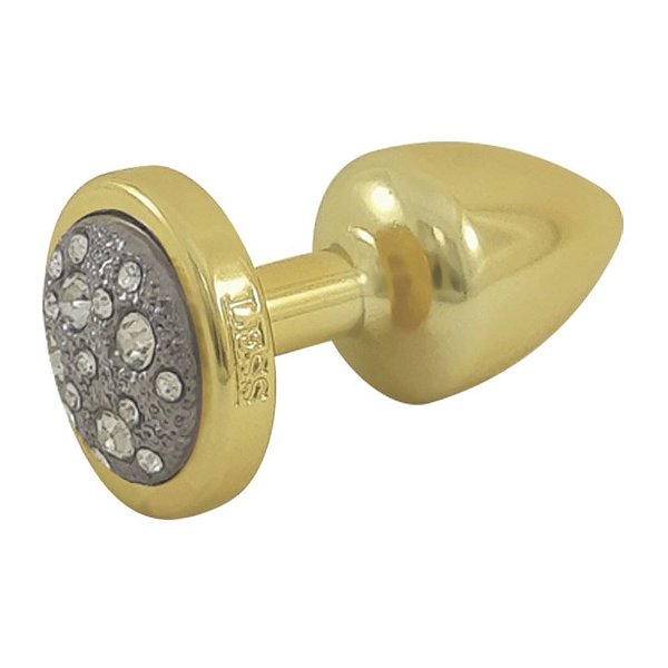 Plug Less P Dourado Com Pedra Cravejada Hard - Preto
