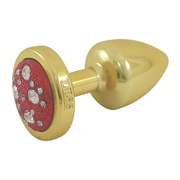 Plug Less P Dourado Com Pedra Cravejada Hard - Vermelho