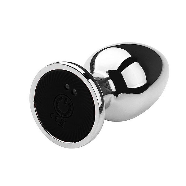 Plug Anal Cromado De Aço Com Vibrador E Controle Sexy Import - Preto
