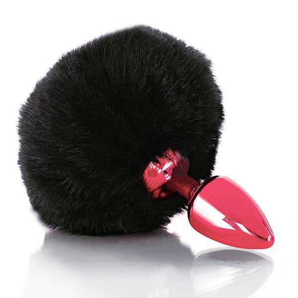 Plug Vermelho Com Pompom Pelúcia Hard  - Preto