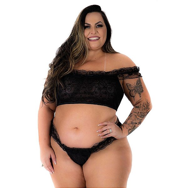 Conjunto Ciganinha Plus Pimenta Sexy - Preto