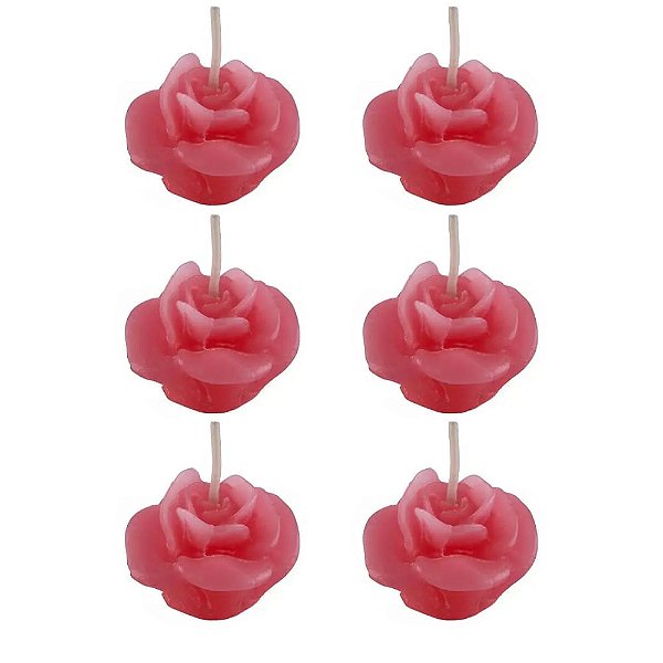 Vela Decorativa Em Formato De Rosa 06 Unidades Brasil Fetiche