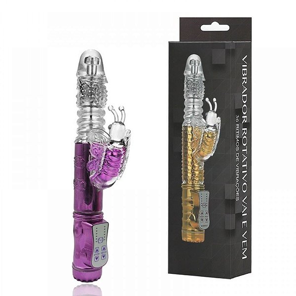 Vibrador Rotativo Vai E Vem  Com 36 Variações Lf Import - Roxo