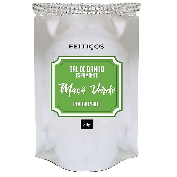 Sal De Banho Espumante Sachê 30gr Feitiços - Maçã Verde