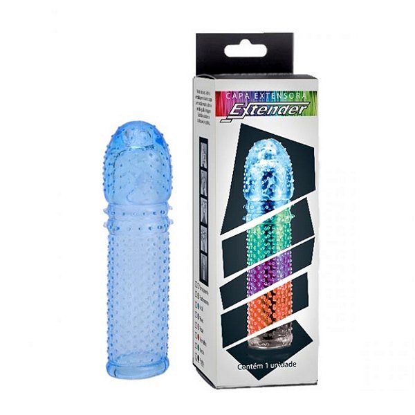 Capa Peniana Extender Colors 16cm K Gel Sex Shop - Azul