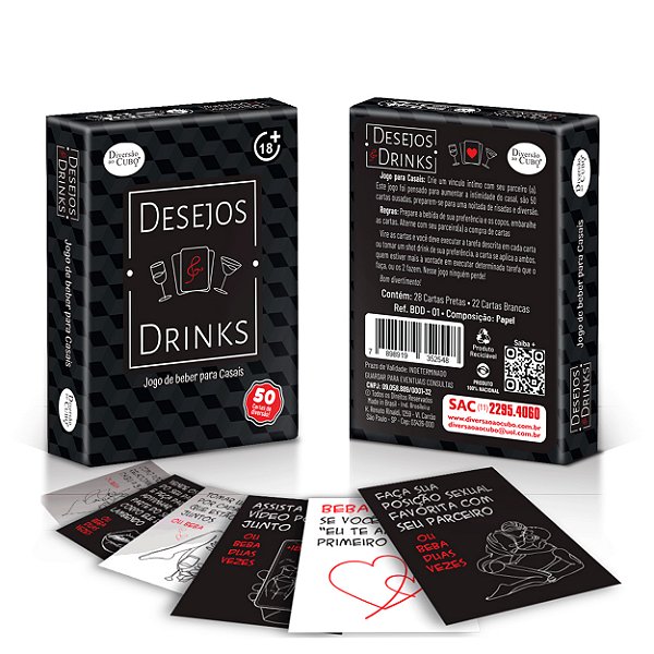 Desejos Drinks Jogo De Beber Para Casais Com 50 Cartas Diversão Ao Cubo