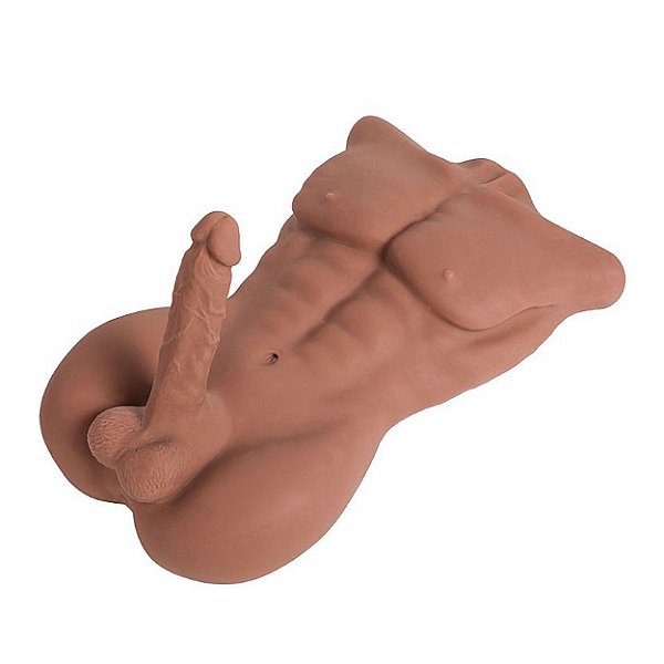 Masturbador Masculino Tórax Masculino Realístico Com Pênis Sexy Import - Marrom