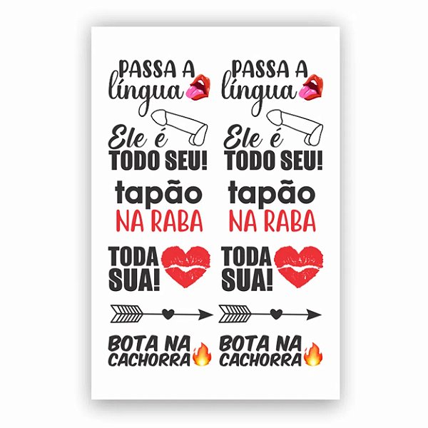 Cartela De Tatuagem Temporária Sexy Tattoo Tapao Na Raba Sedux