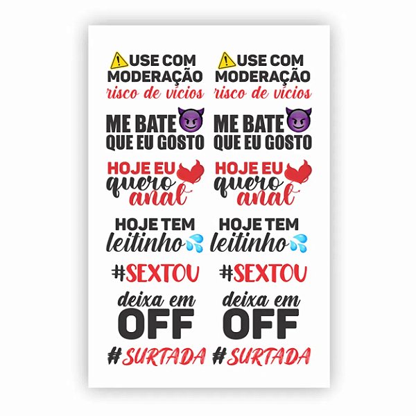 Cartela De Tatuagem Temporária Sexy Tattoo Deixa Em Off Sedux