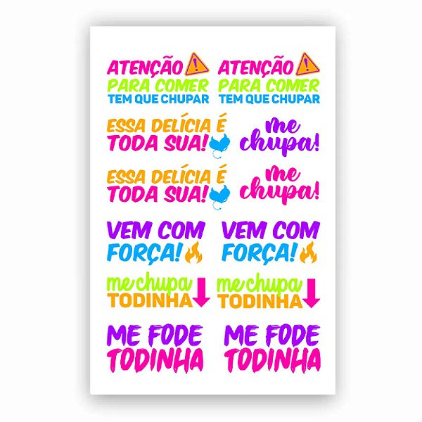 Cartela De Tatuagem Temporária Sexy Tattoo Neon Sedux