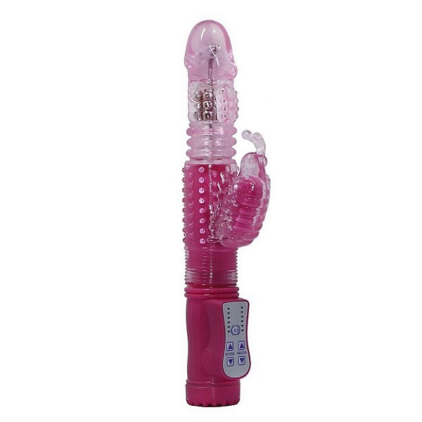 Vibrador Jack Rabbit Vai E Vem 36 Níveis De Vibrações 26cm Lf Import - Rosa