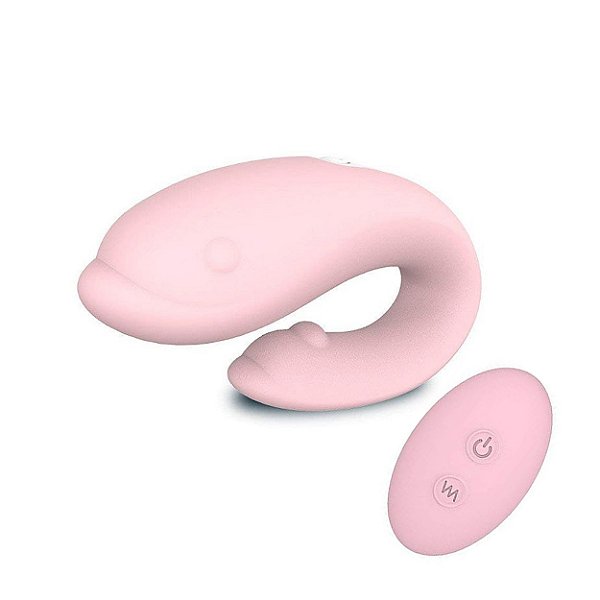 Vibrador De Casal Golfinho Recarregável Com Controle Winter Rtc - Rosa