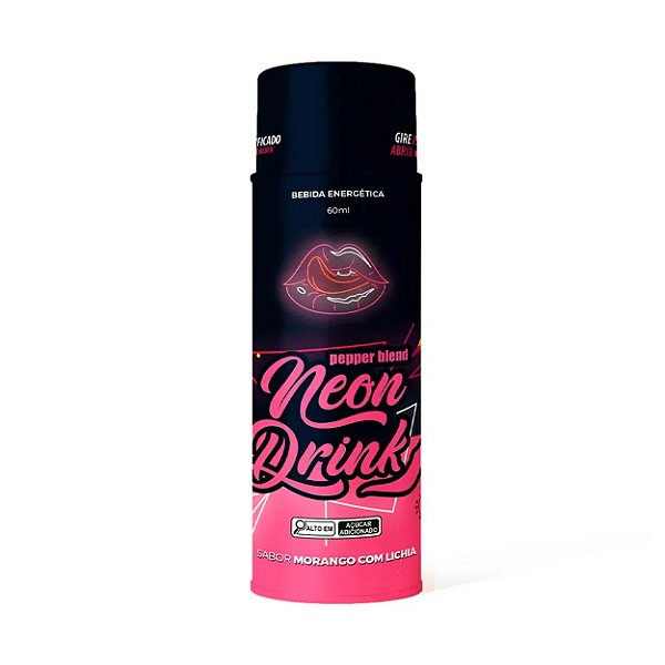Bebida Energética Neon Drink 60ml Pepper Blend - Morango Com Lichia