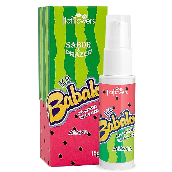 Ice Babaloo 15g Gel Beijável Vibra E Gela Hot Flowers - Melancia