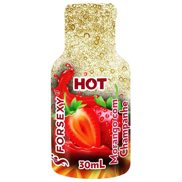 Gel Hot Beijável 30ml For Sexy - Morango Com Champanhe
