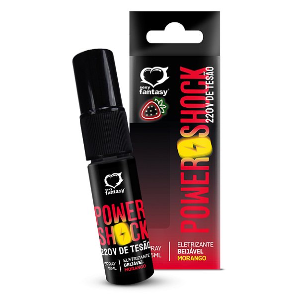 Spray Eletrizante Power Shock 220v De Tesão 15ml Sexy Fantasy - Morango