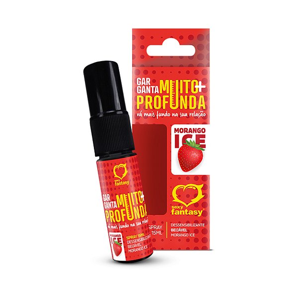 Spray Dessensibilizante Garganta Muito+ Profunda 15ml Sexy Fantasy - Morango Ice
