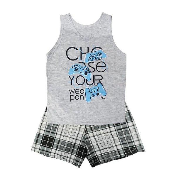 Pijama Regata Baby Menino Em Meia Malha Victory - Cinza Mescla - 3