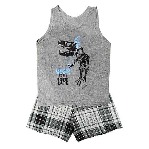 Pijama Regata Baby Menino Em Meia Malha Victory - Chumbo - 3