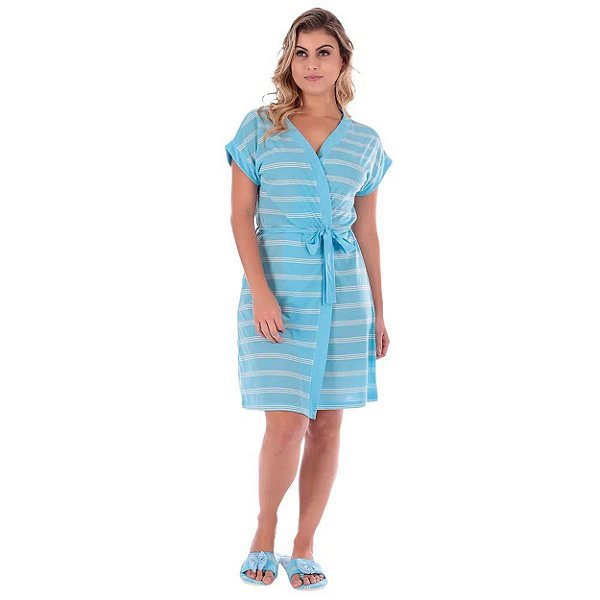 Robe Listrado Em Meia Malha Victory - Azul - P