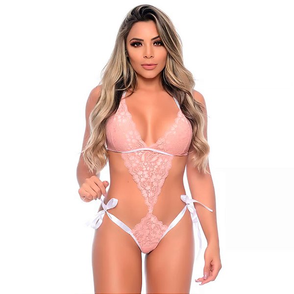 Body Sensual Rendado Hot Love - Rosê - P