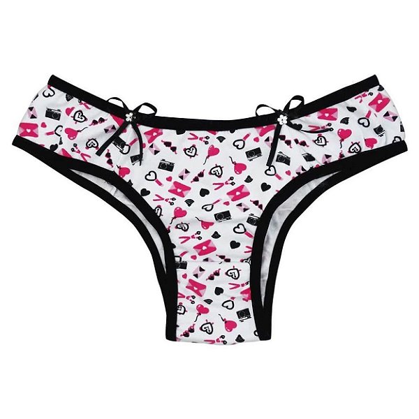 Calcinha Tanga Estampada Com Detalhes De Lacinhos Rexton - Estampada - P
