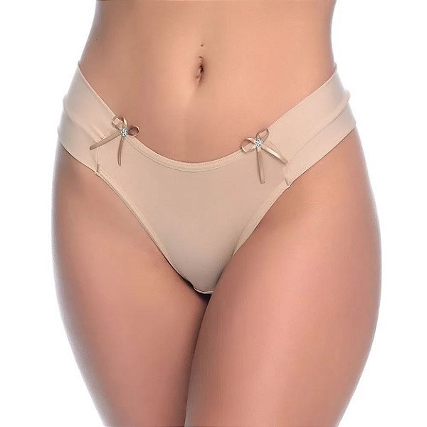 Calcinha Em Microfibra Fio Dental Lisa Com Cós Largo Rexton - Chocolate - P