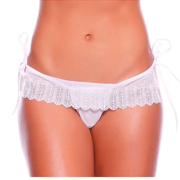 Calcinha Tailandesa Rendada Sainha Ana Intima - Branco