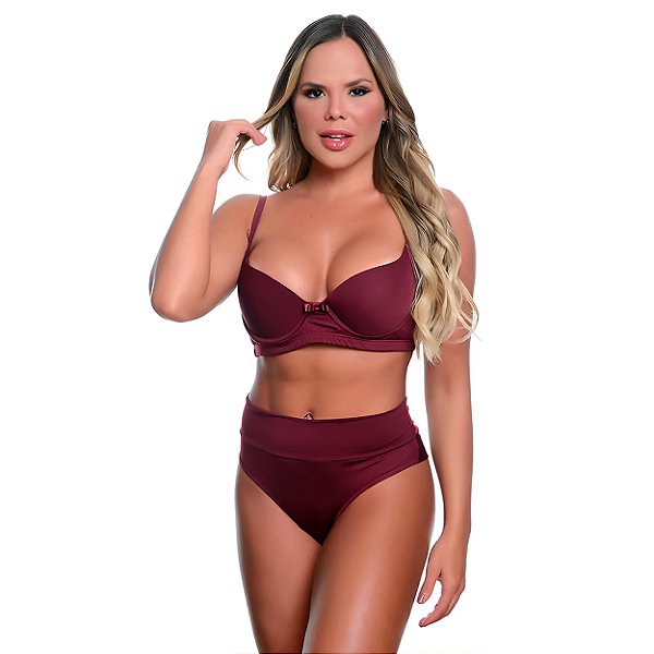 Conjunto Fio Duplo Alta Hot Love - Marsala - G