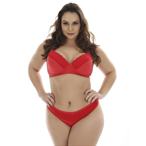 Conjunto Sensual Cris Plus Size Patitex - Vermelho - 50