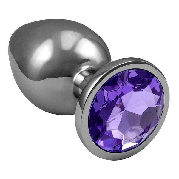 Plug Anal Grande De Aço Inoxidável Cônico Com Cristal Arredondado Lf Import - Lilas