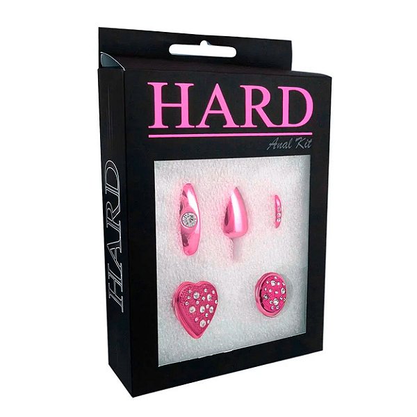 Kit Luxo Plug Anal Pequeno Com 4 Bases Diferentes Hard - Rosa