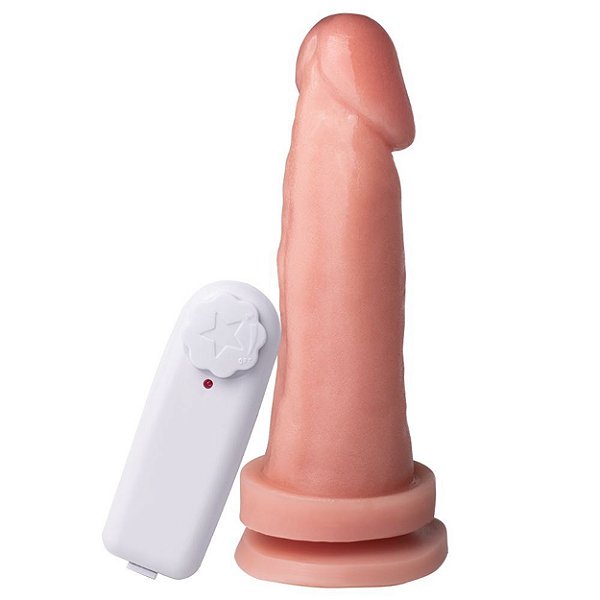 Pênis Com Vibrador E Ventosa 17 X 4,5 Cm Soulsex - Bege