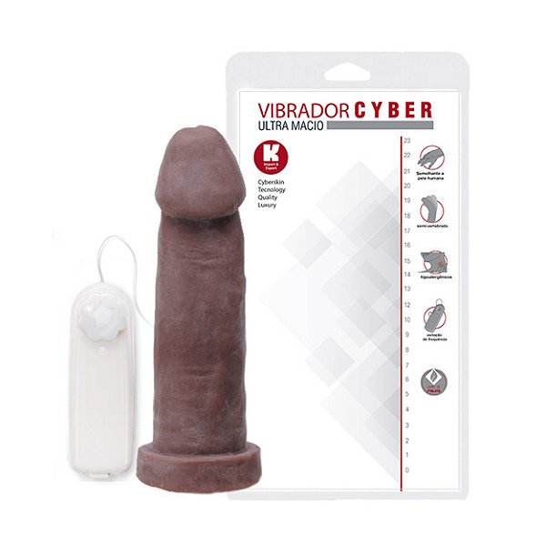 Pênis de Borracha Em Cyber Com Vibro 19 X 5cm K Gel - Chocolate