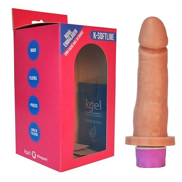 Pênis De Borracha Com Vibrador Recarregável 15,5x3,7cm Linha K-softline Kgel - Bege