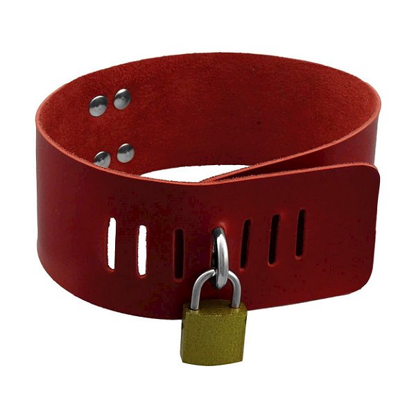 Coleira Carrara Com Cadeado Dominatrixxx - Vermelho