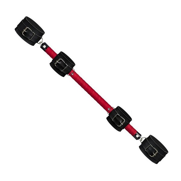 Separador Duo Vermelho 60cm Com Algemas E Tornozeleiras La Pimienta - Vermelho