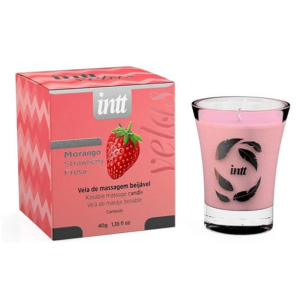 Vela Para Massagem Beijável 40g Intt - Morango