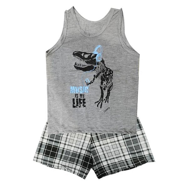 Pijama Regata Baby Menino Em Meia Malha Victory - Chumbo - 2