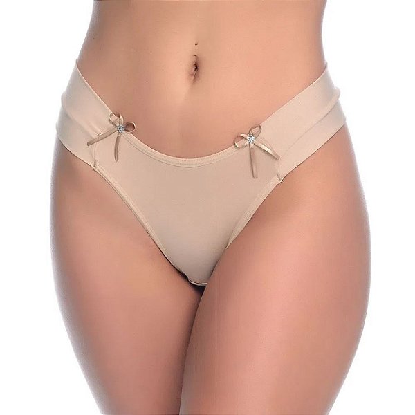 Calcinha Em Microfibra Fio Dental Lisa Com Cós Largo Rexton - Chocolate - GG