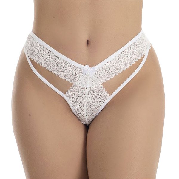 Tanga Fio Angêlica Renda Patitex - Branco