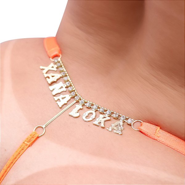 Calcinha Fio "xana Loka" Com Strass Tallyta Moda Apimentada - Amarelo Neon