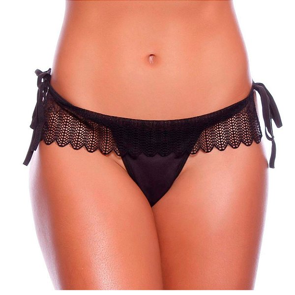 Calcinha Tailandesa Rendada Sainha Ana Intima - Preto