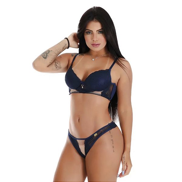 Conjunto Sensual Geovana Patitex - Azul Marinho - P