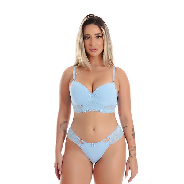 Lingerie Conjunto Perola Patitex - Azul Claro - P