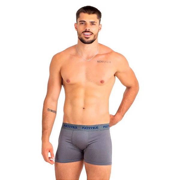 Cueca Boxer Lisa Masculina Patitex - Chumbo - P